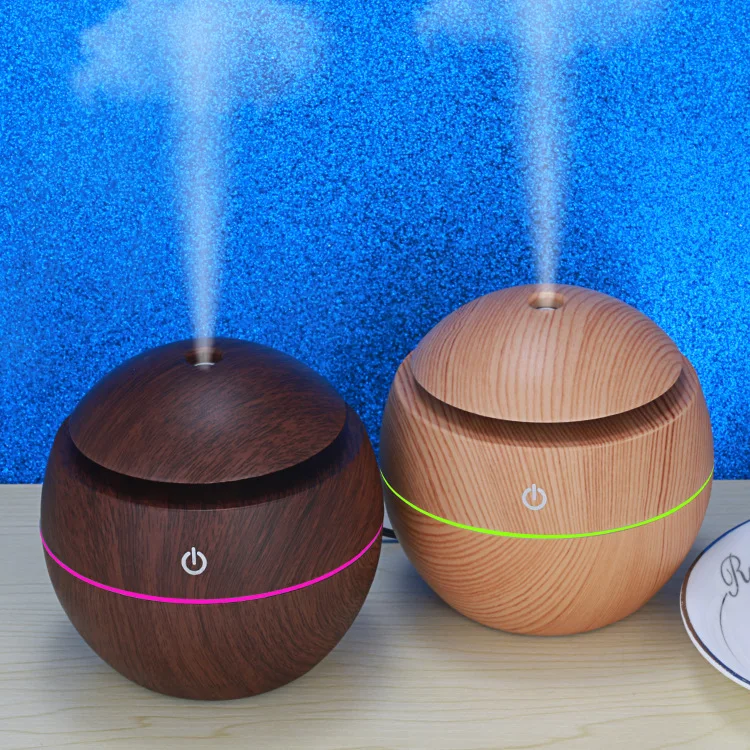 
Factory price Mini 130ml Wooden Grain LED light USB Ultrasonic Mute Cool Mist Humidifier Aroma diffuser 