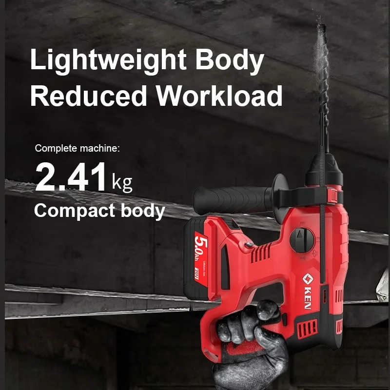 Lithium Battery 1250W Motor Electric Hammer Drill Perforator Rechargeable Cordless Rotary Hammer Impact Drill