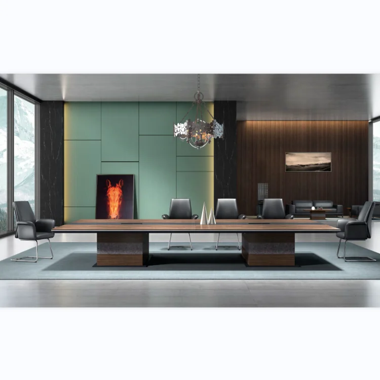 High Quality 5 m Length Office Furniture Meeting Table For 10 Person Board Room Long Leather Conference Tables