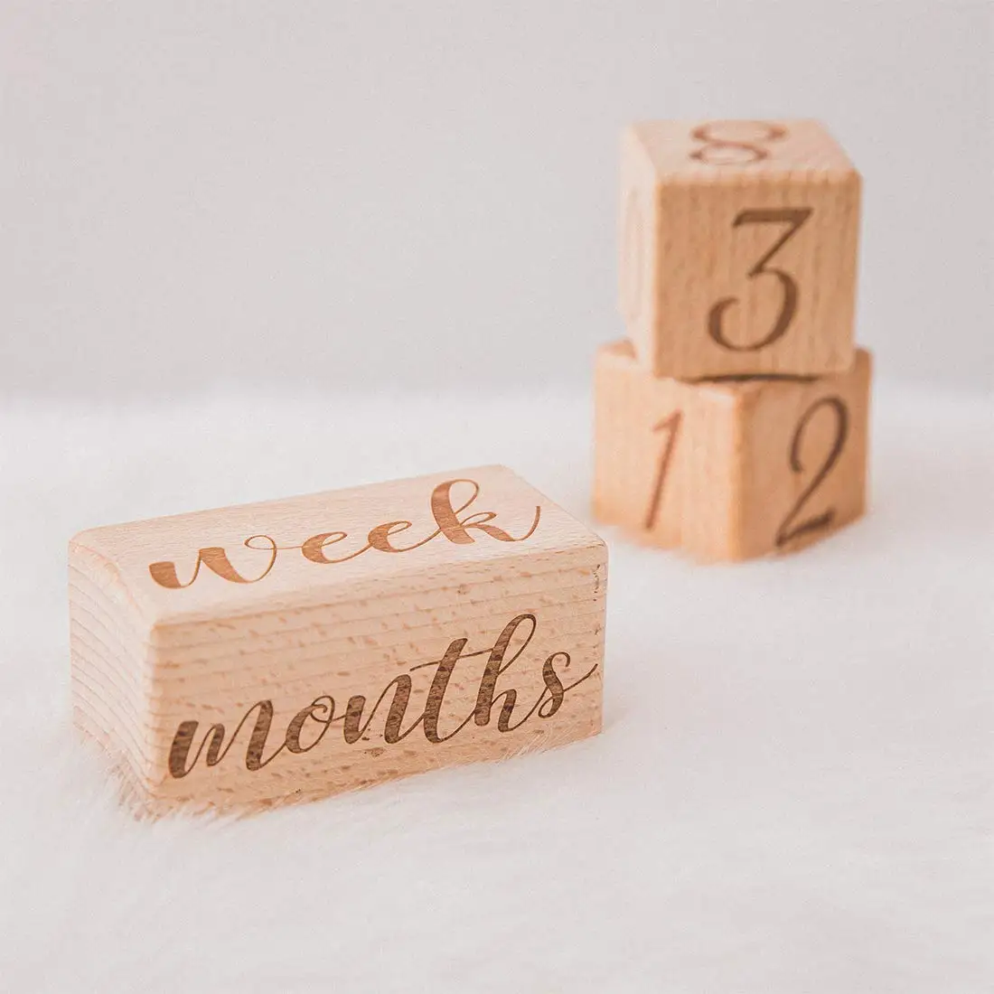Custom Nature Ecofriendly Wood Milestone Blocks Small Size Wooden Baby Milestone Age Block Week Month Year Shower