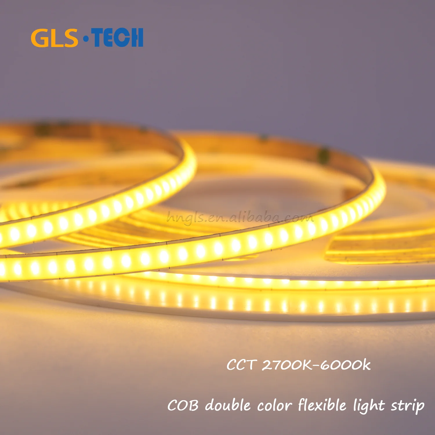 Гибкая полоса COB CCT двухцветная лампа шириной 5/8/10 мм 2 линии 3 Регулируемая Цветовая температура 2700K-6500K