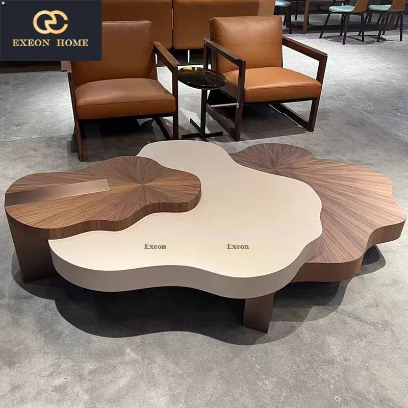 New Italian light Luxury Cloud Shaped Wooden Tea Table Home Room Creative Luxury Tea Table