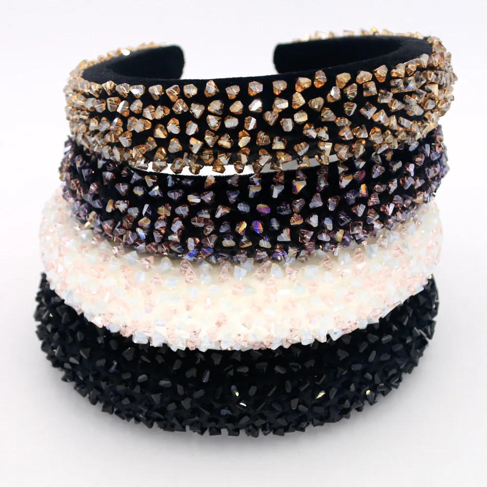 2020 new design baroque crystal stone headband for women wholesale luxury handmade sewing gemstone headband hairband