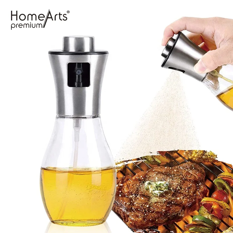 Olive Cooking Stainless Steel Bottle Dispenser Food Machine And Pump Glass Vinegar Oil Sprayer For Cooking
