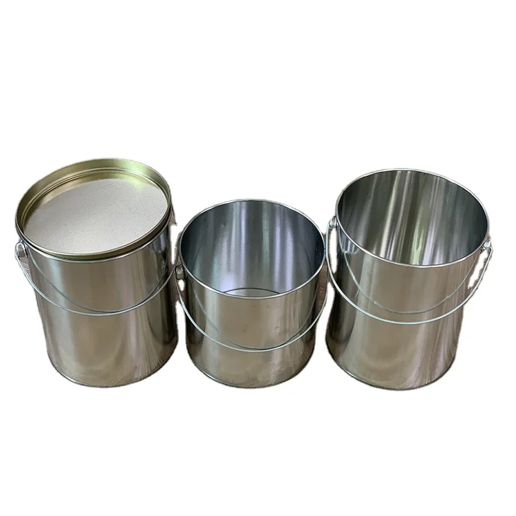 5L Round Empty Metal Tin Can With Lever Lid Paint and Adhesive Packing Boxes for Motor Oil Chemical Jars