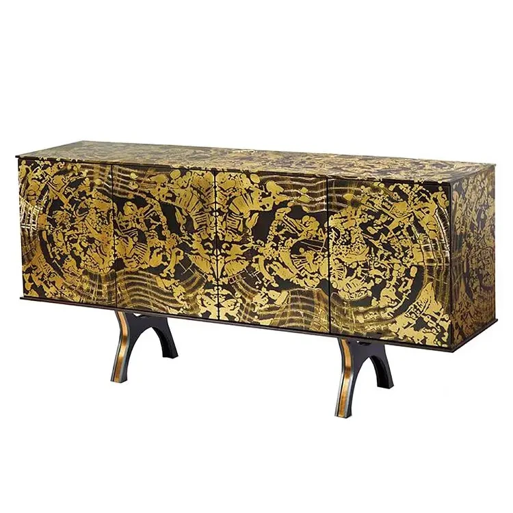 Vintage side cabinet modern simple art solid wood carving villa living room decorative cabinet advanced sense locker
