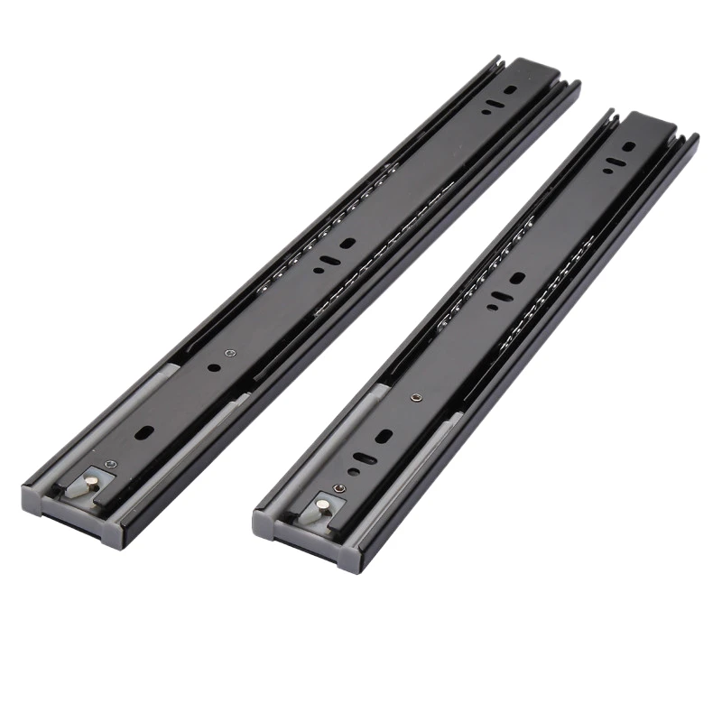 Stainless steel cabinet keyboard tray drawer slide thickened household buffer damping mute guide rail three track slide