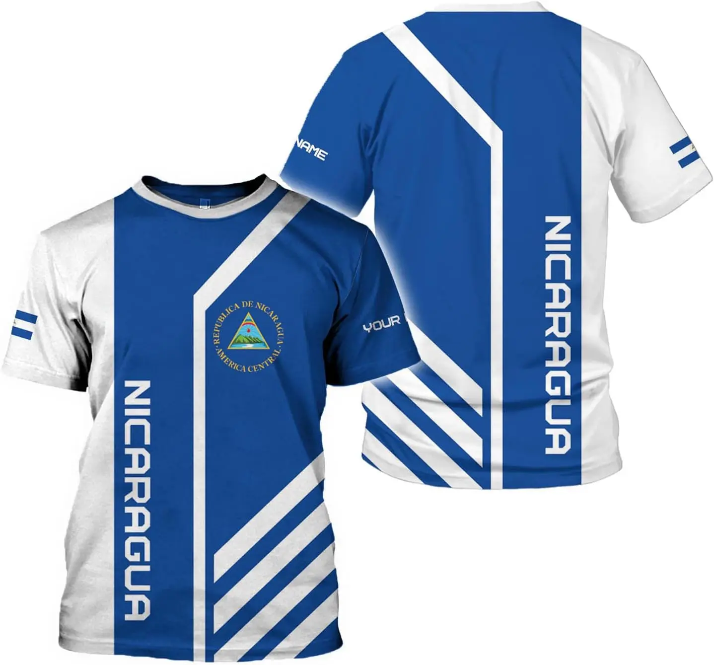 Unique Nicaragua Flag Full Printed Shirts Nicaragua Logo Printing Custom Oversized T-shirts Clothing Manufacturers