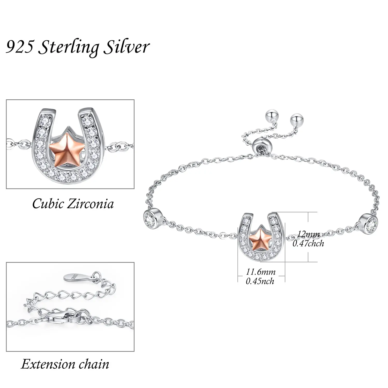 Dropshopping Horseshoe Bracelet Horse Bracelets for Women 925 Sterling Silver Horseshoe Jewelry Good Luck Gifts for Friends