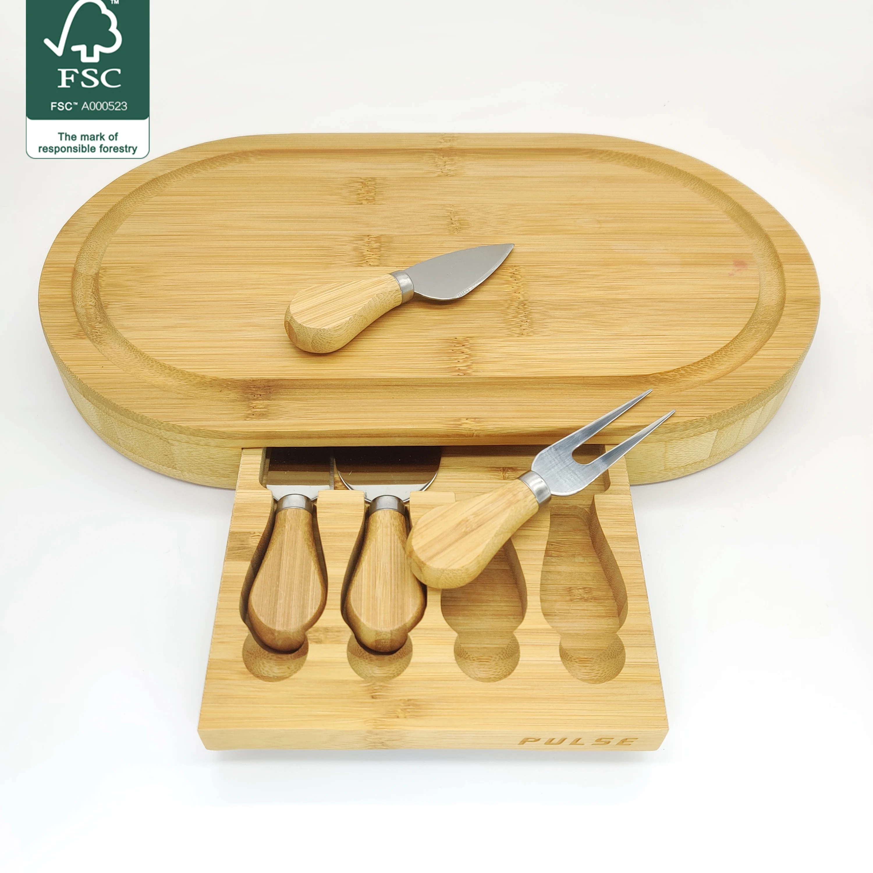 High Quality Excellent Bamboo Cheese Board With Cutlery set