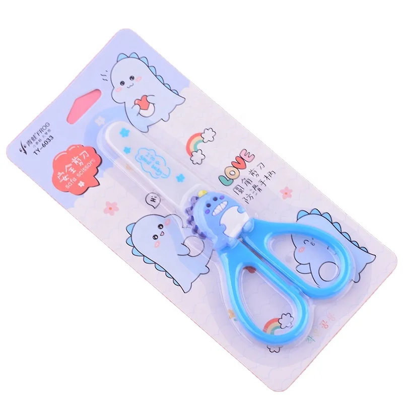 Cartoon cute dinosaur design craft paper cutting safety scissors for children