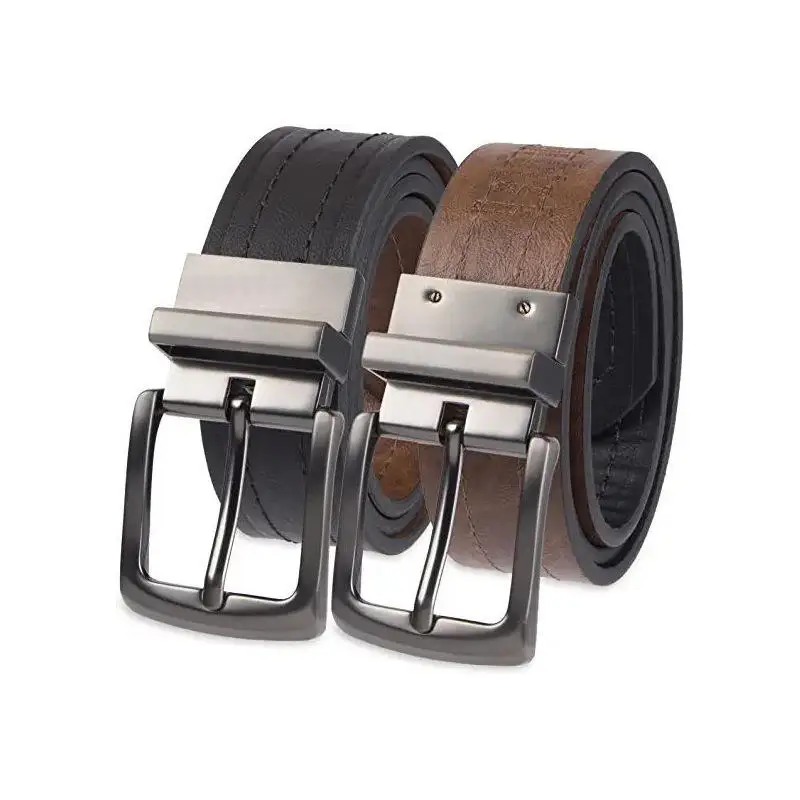 Manufacturer Reversible Rotation Square Double Sided Casual Jeans Belt For Men Genuine Leather Belts Mens Belts Fashion
