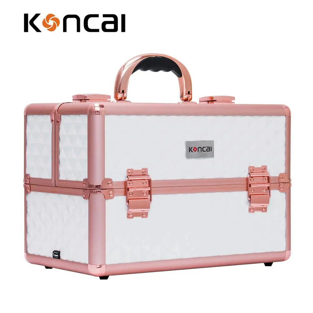 FAMA Certificated Factory Rose Pink Large Capacity Beauty Case Vanity Box With Handle KC-MB153A-M