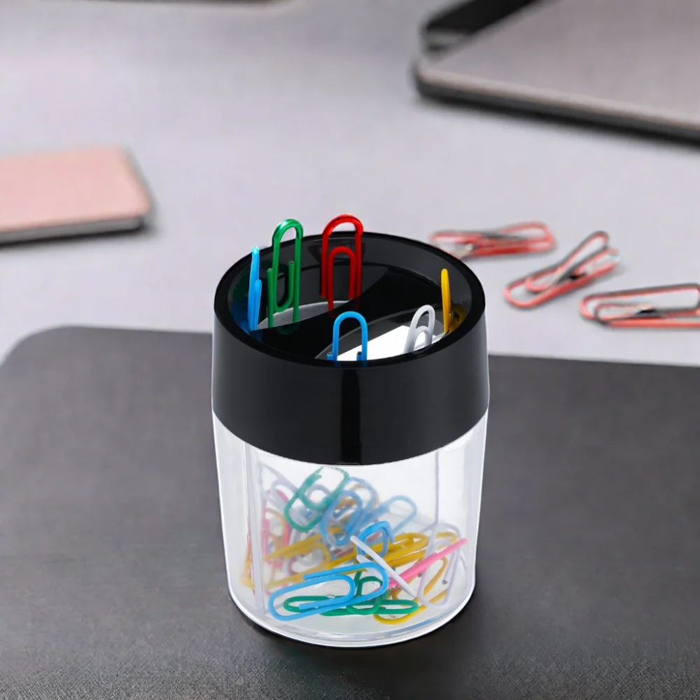 Magnetic Plastic Clip Dispenser Holder for Desk Storage-Paper Clip Storage Box for office