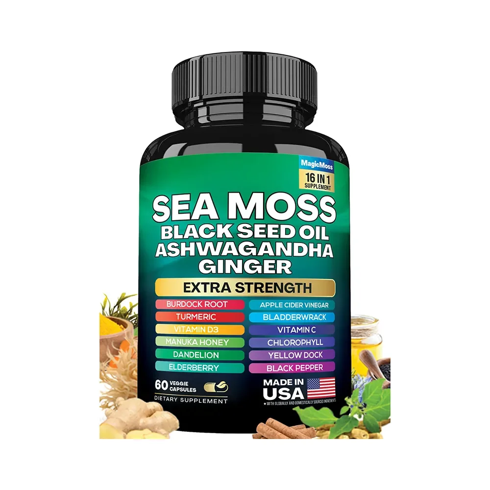 Oem Hot Seamoss Capsules Sea Moss Shilajit Ashwagandha Panax Ginseng Ginkgo Biloba Capsule