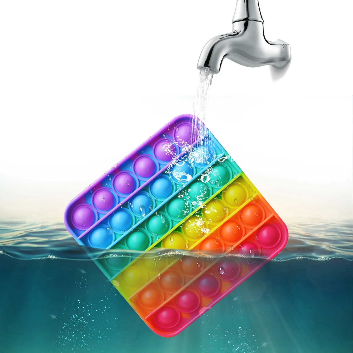 
Push Bubble Pop Fidget Toy Rainbow Circle Square Hexagon Popper for Autism Special Needs Poppet Sensory Fidget Toys 