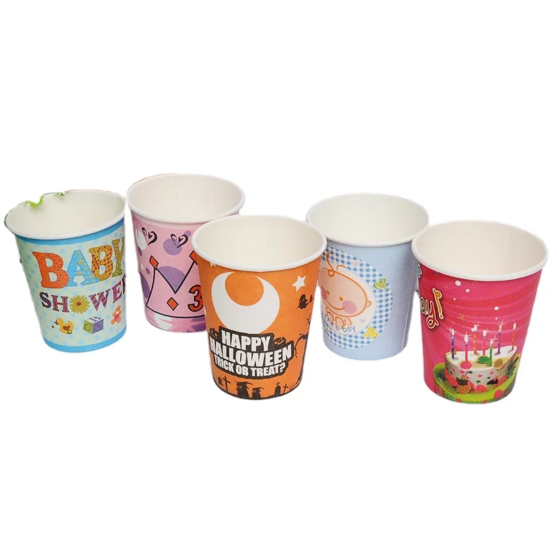 9oz Holiday Paper Tea Cup Cartoon Kids Birthday Party Disposable Paper Cups
