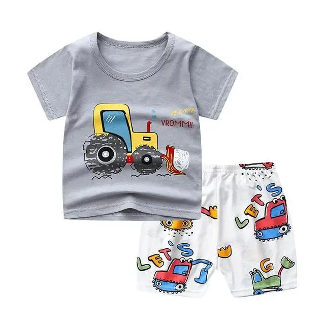Brand Designer Cartoon Clothing  Baby Boy Summer Clothes T-shirt+shorts Baby Girl Casual Clothing Sets