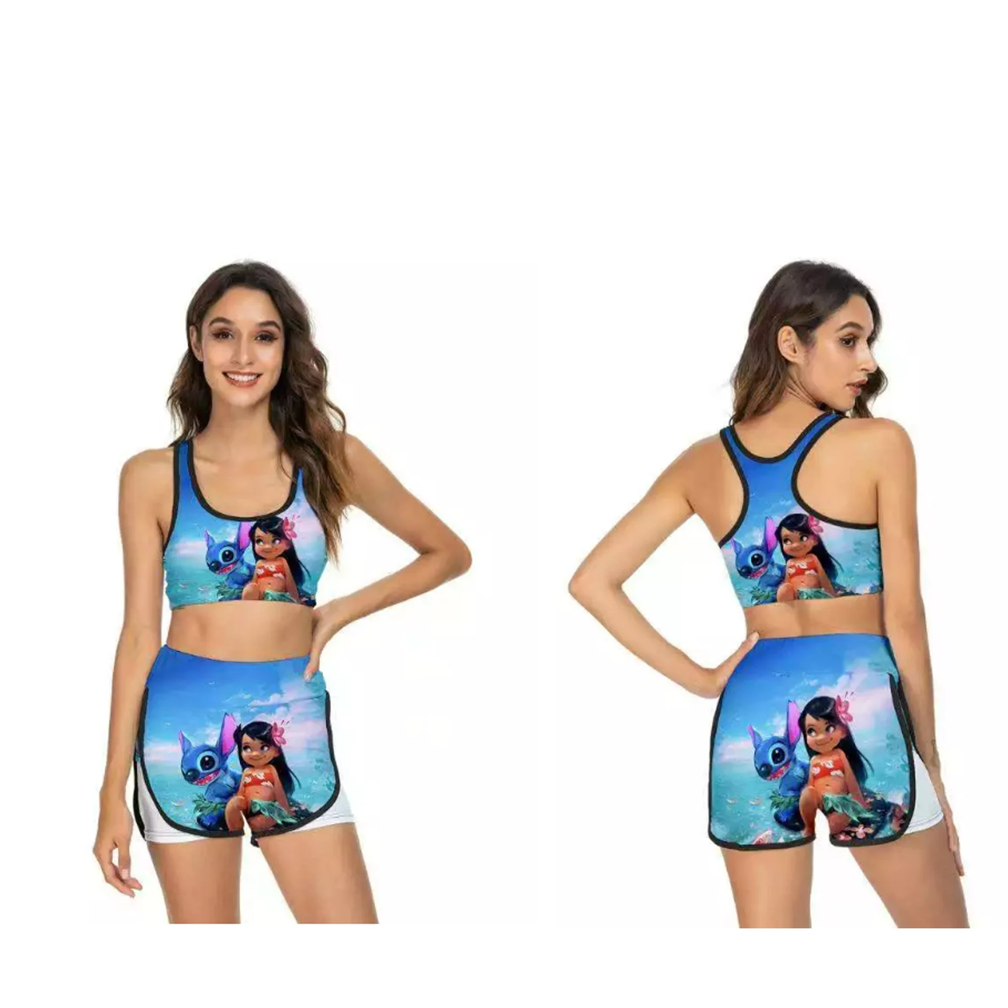 New designs Stitch Angie Two Piece Tank Top Shorts Outdoor Cool Clothes