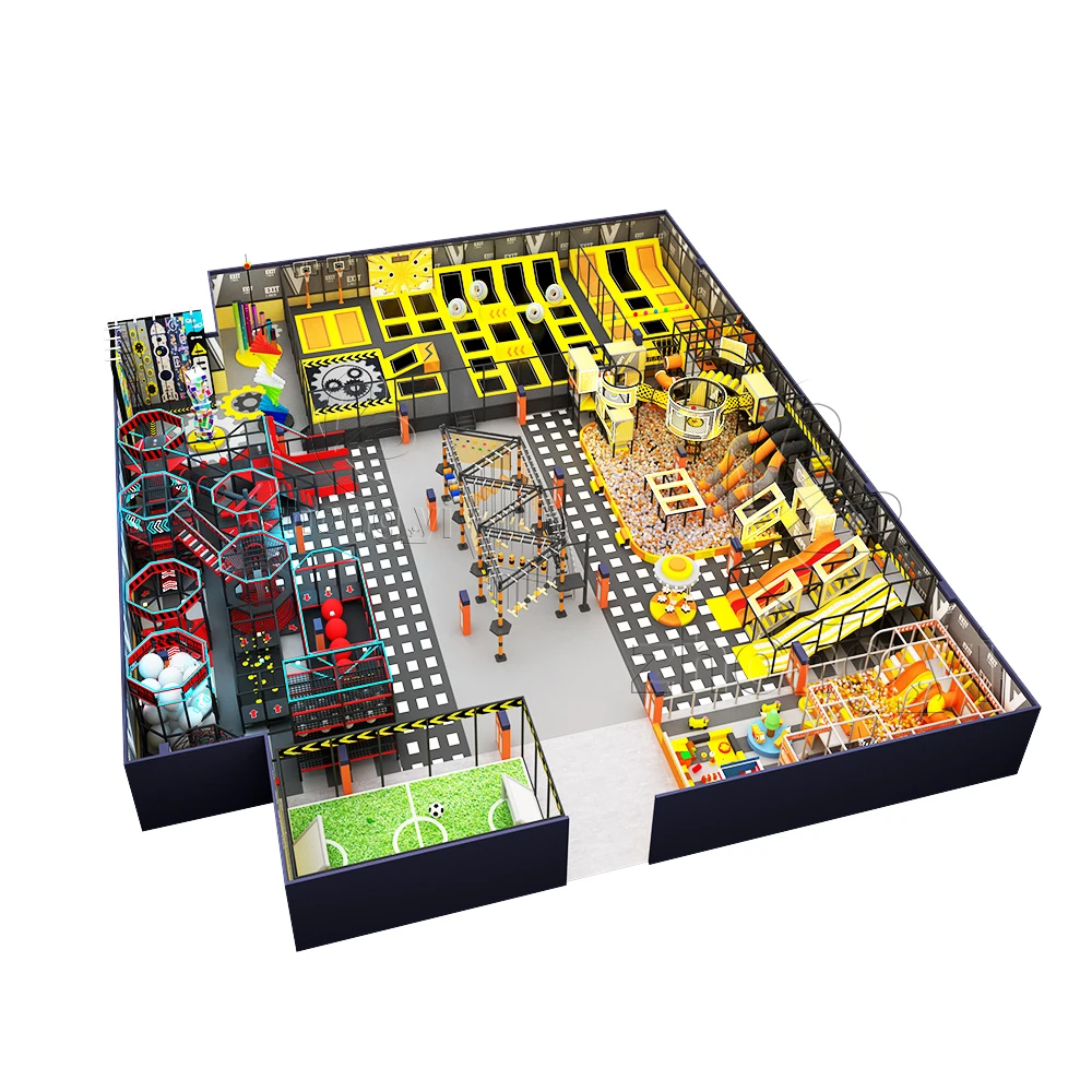 China custom commercial big indoor jump park playground trampoline park with ninja warrior course
