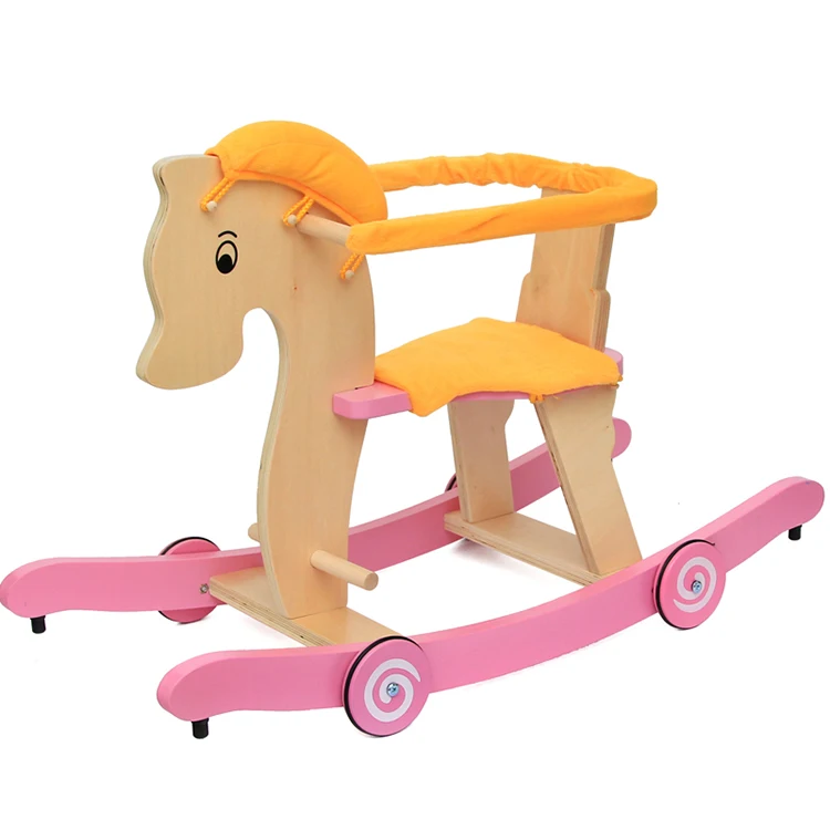 Деревянная детская лошадка-качалка, плюшевая деревянная лошадка-качалка, детская лошадка-качалка