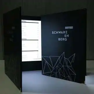 High Quality Restaurant Bar A4  Double Page Leather Illuminated  LED Light Menu Cover Holder Book