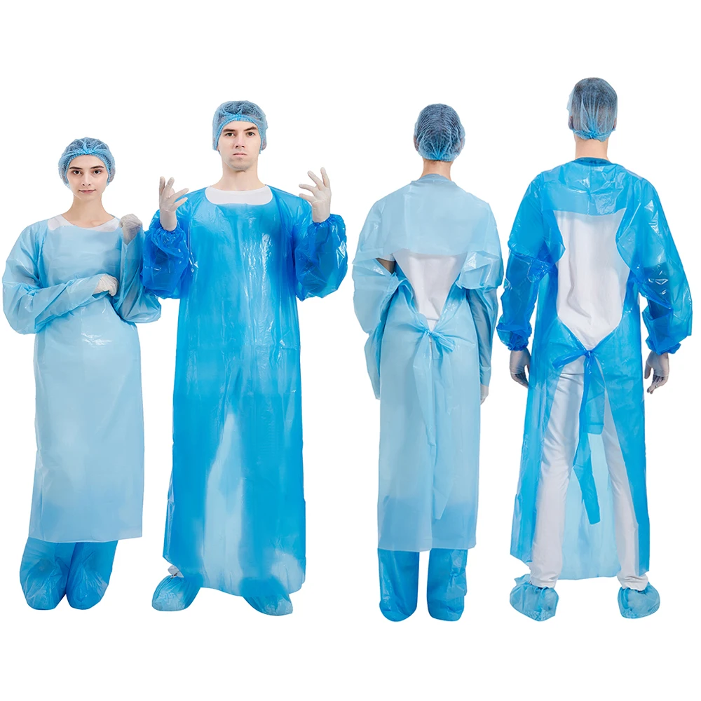 Wholesale Isolation Gown cpe Gowns Disposable Gown CPE Isolation Grown Apron with long Sleeves