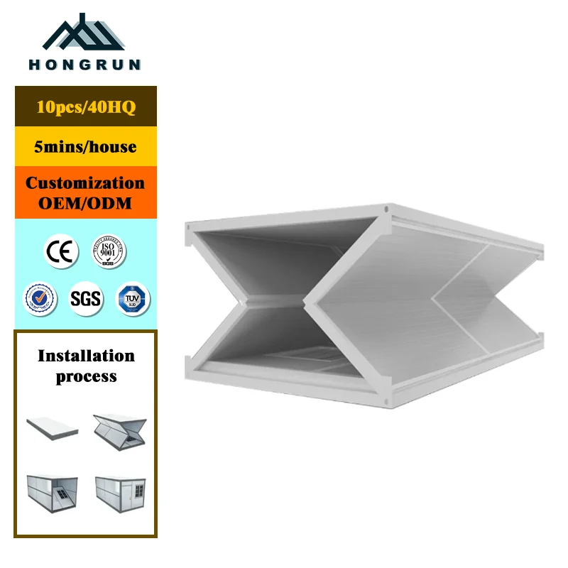 Fast Build Prefab House 20ft 40ft Modular Folding Container House Camping Foldable Small Tiny Container House Home Office