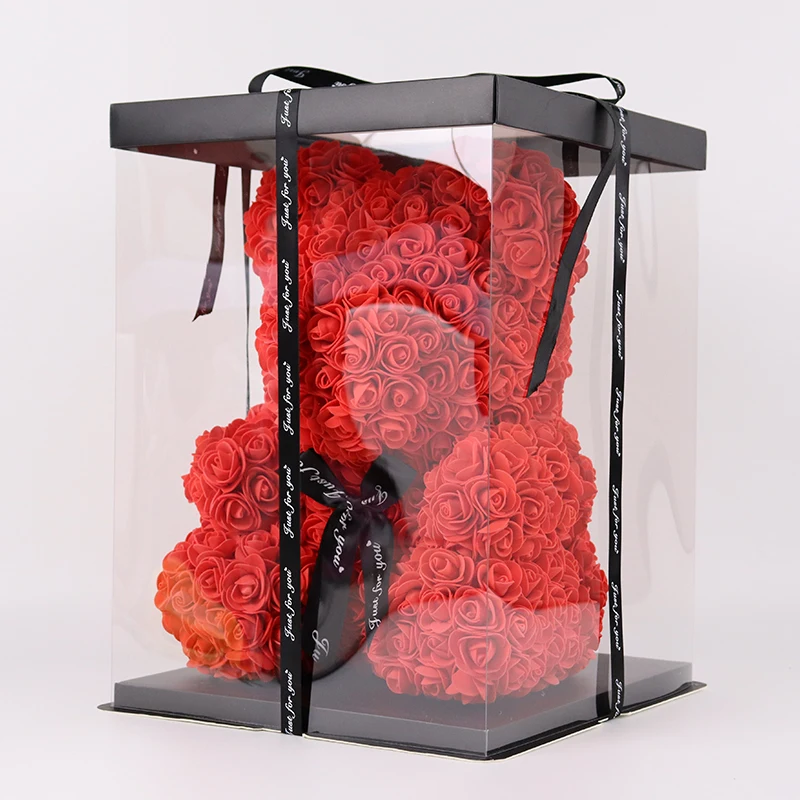 LED Rose Artificial 25/40Cm Pe Foam Bear Flower Rose Teddy Bear With Gift Box For Mothers Day Valentines Day Gift 2024 Rose Bear