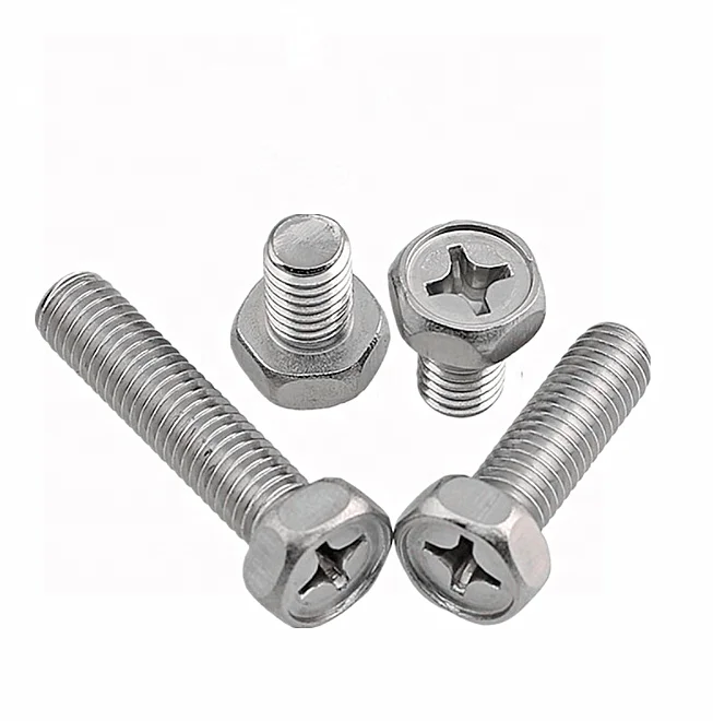 Chinese manufacturer Cross Recessed Hexagon Bolt With nut and spring washer