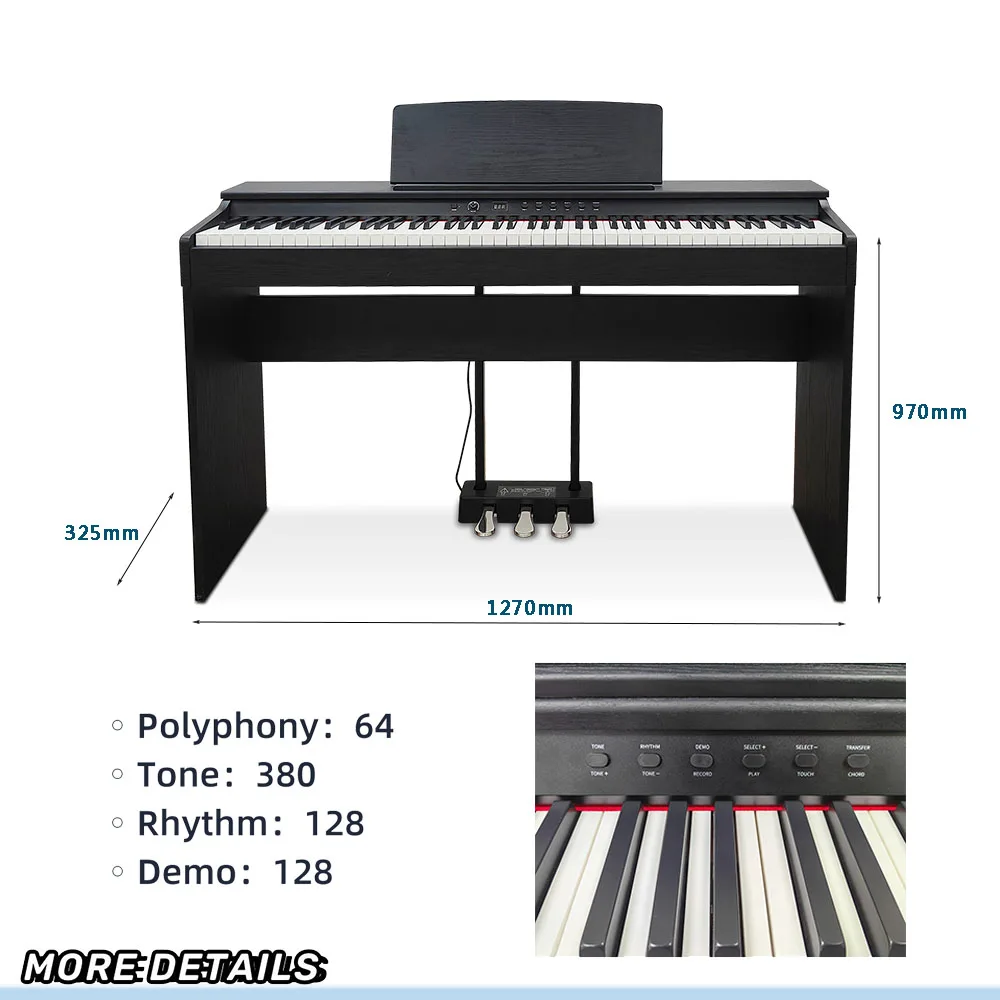 Piano Digital Professional Digital Piano Progressive Weighted Keyboard 88 Keys High-Quality Sound Source Dual Bluetooth A16