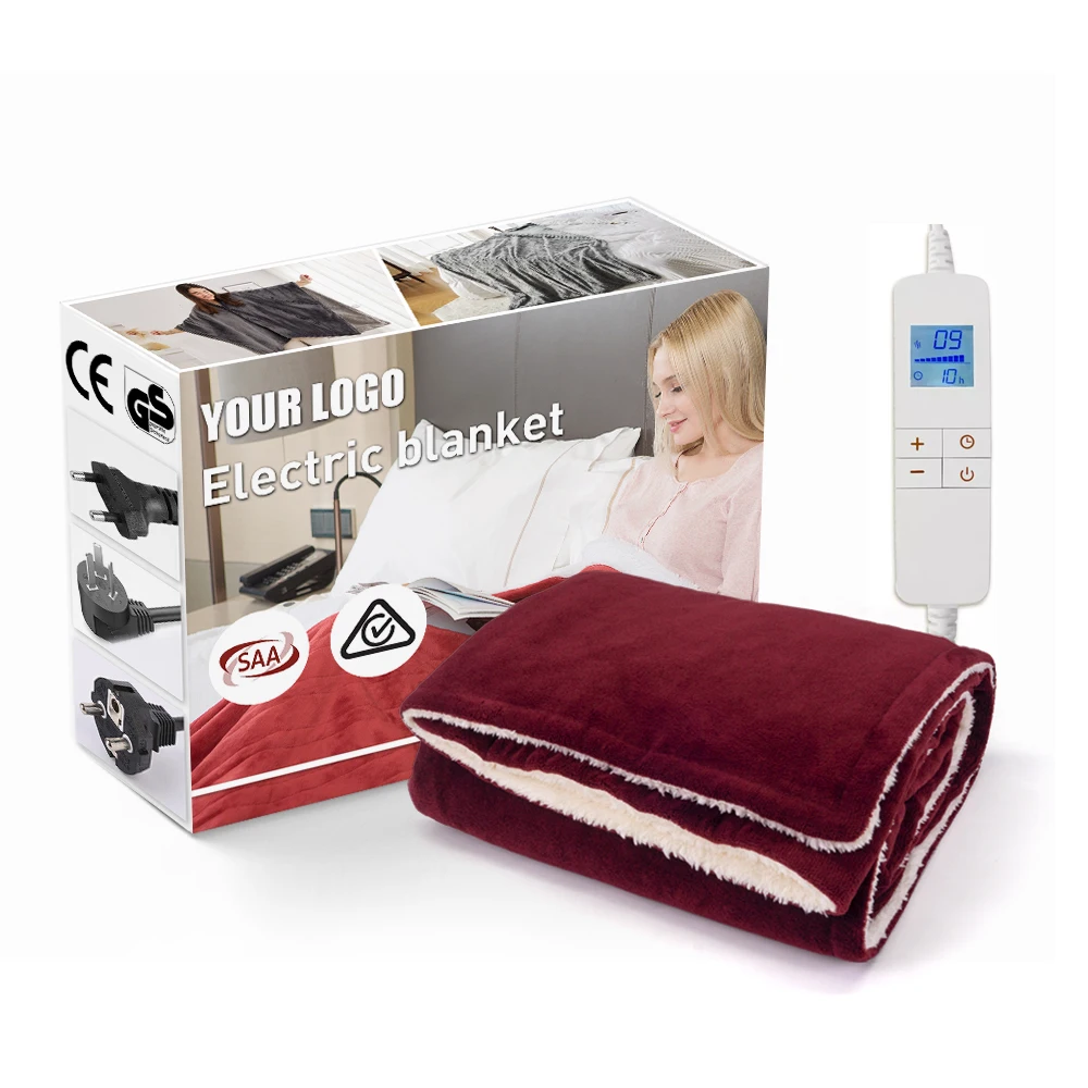 High end design electric blanket 10 heat auto off function heated warm blanket for winter