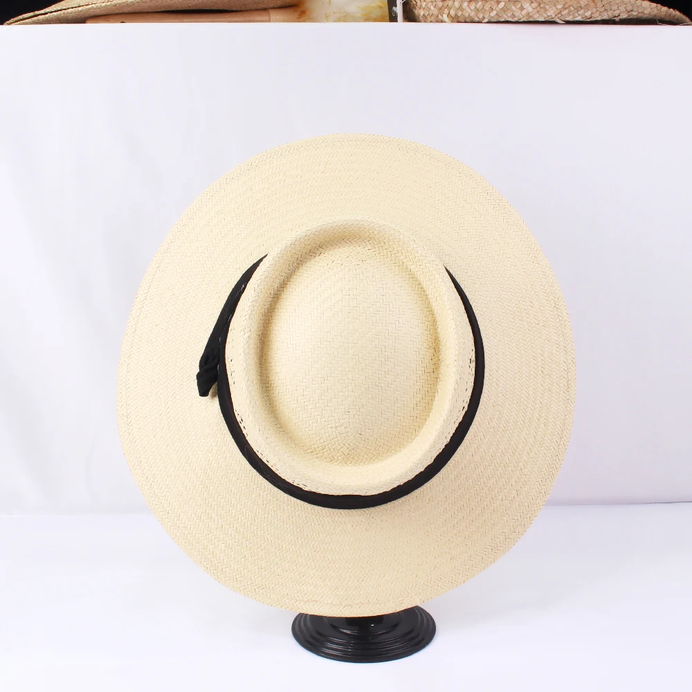 High Quality Straw Cowboy Panama Hat Custom Logo Summer Beach Wide Brim Raffia Straw Western Hat Wholesale Strohhut