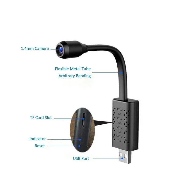 V380 Wireless Mini WiFi IP Camera  HD 1080P USB Cable Portable Body WIFI CCTV Camera