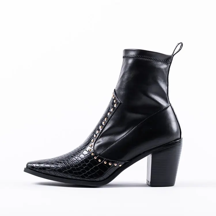 Motorcycle Western Cowboy Boots Women  Short Cossacks High Heels Cowgirl Booties Ankle botas Shoes