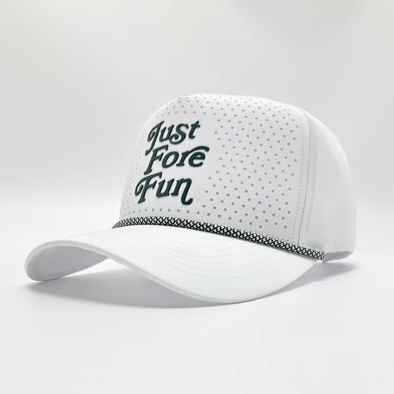 Custom Logo Waterproof Sport Golf Rope Hat Laser Hole Melin Perforated Hats 5 Panel Gorras Baseball Caps For Man