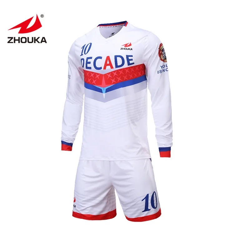 American Club Football Jersey Cheap White Long Sleeve Soccer Uniforms