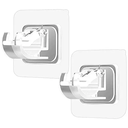 No Drill Curtain Rod Brackets Hooks Nail Free Adjustable Stick Transparent Hook Holders for Home Bathroom and Hotel Use