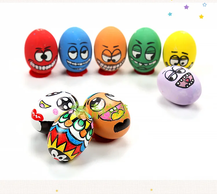 Colors DIY painting graffiti kids toy wooden hand painted Simulated egg toy