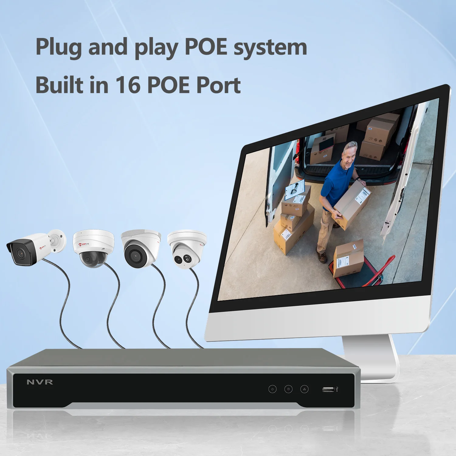 Anpviz 12Mp POE NVR 16CH 16Poe Port 2SATA Interface 20TB Storage 24/7 Recording AI Motion Detection H265+ Network Video Recorder