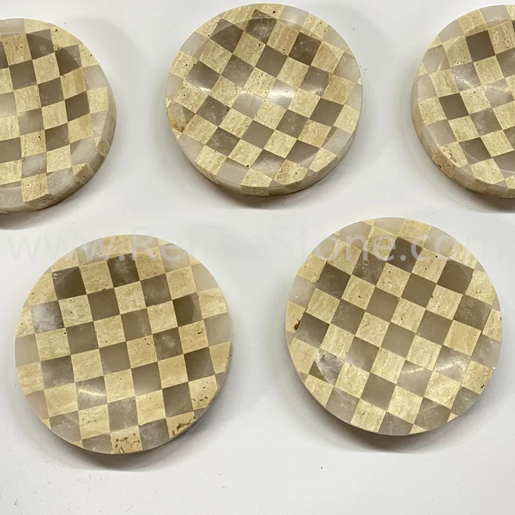 Luxury Natural travertine and onyx mixed color marble ashtray