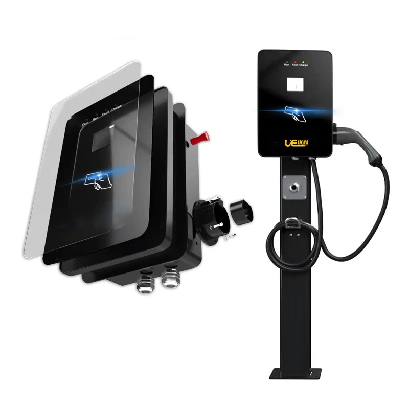 UE7kw AC EV Charger j1772 wall-mounted smart 32a ev charger public ocpp 4G ev charger with 2.4 screen