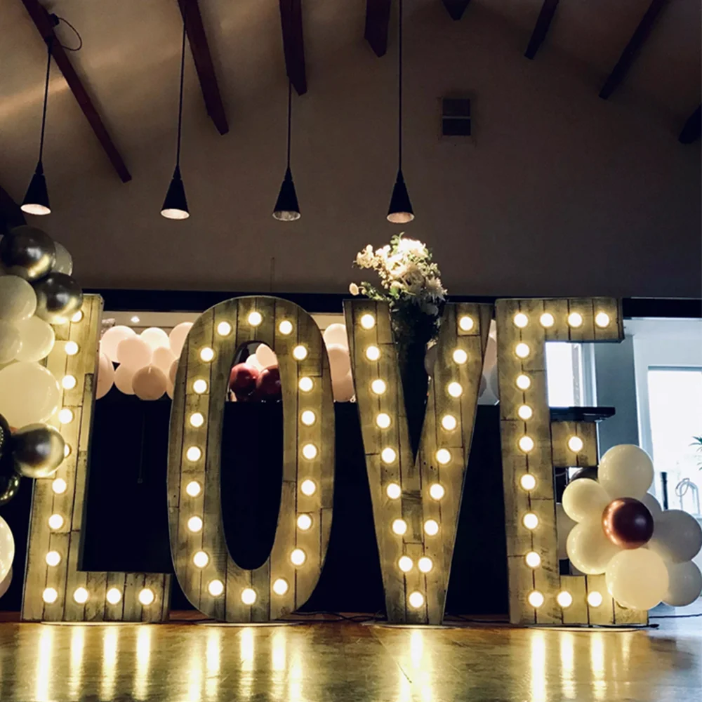 Factory Price Stainless Steel Giant LED Marquee Light LOVE Bulb Letter For Wedding Event Party Decoration