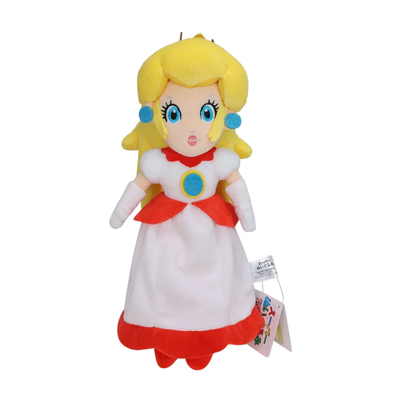 (Wholesale)Newest 28cm PP cotton Hot Game Mario princess with white dress plush toys for decoration