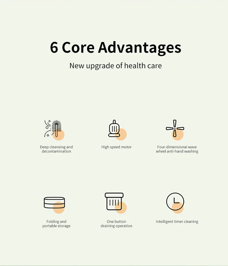 Factory outlet 8L Low Noise Folding Portable Washing Machine with Ag+ and 36W Powerful Laundry Power