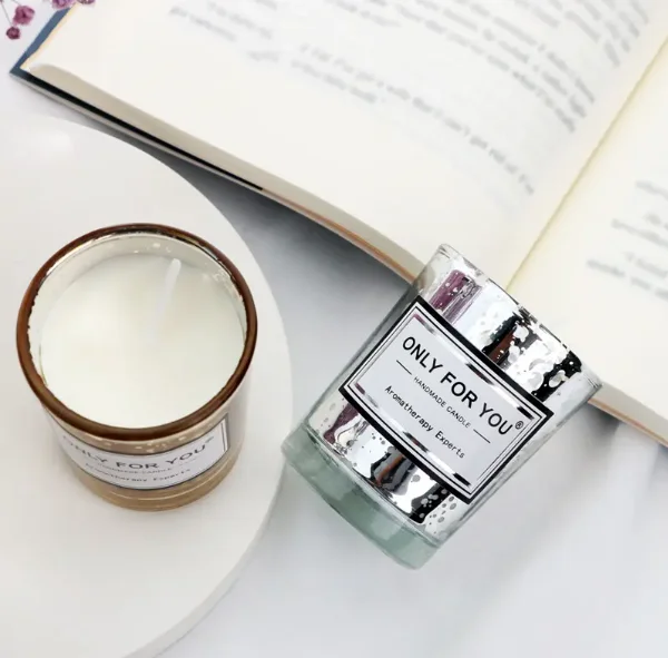 Custom Logo Aroma Electroplate Starry Sky Silver Soy Wax  Luxury Birthday Soy Wax Glass Jar Scented Candle