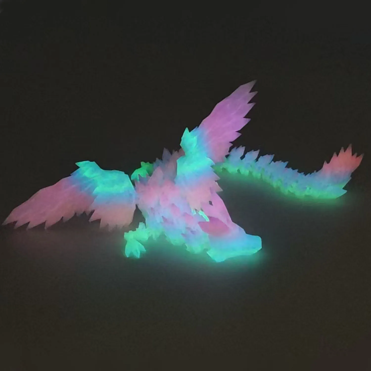 Handmade 3D Printed PLA Crystal Dragon Toy Multi-Joint Movable with Wings Car Ornaments and Gifts for Boys and Girls