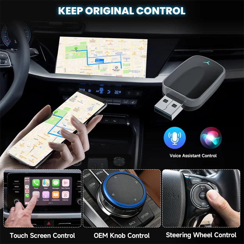 Mini Auto Pairing Usb Wireless Carplay Car Android Auto Adapter Carplay Wireless Adapter for Rcd 340