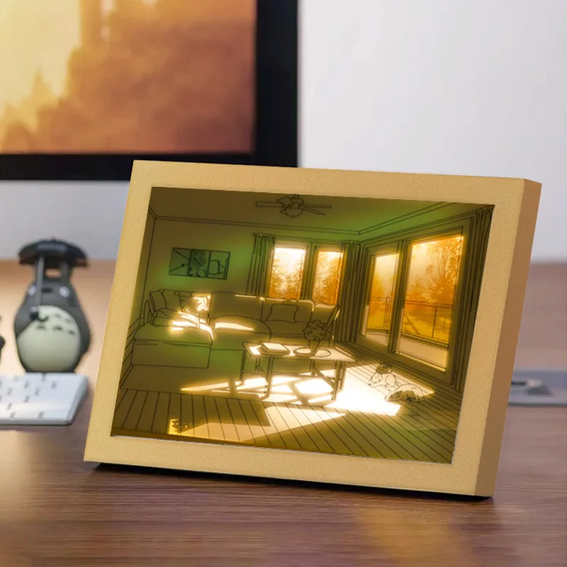 Nuoxin Manufacture New Creative 3 Color Change Light up Painting Acrylic Digital Photo Frame