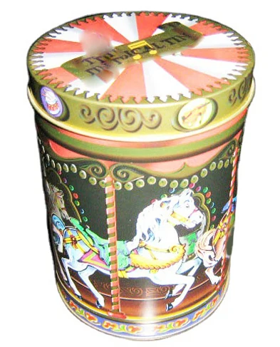 Customized Mongolian Yurt Dome Top Tea Candy Cookies Gift Metal Cans Rotation Musical Carousel Shape Tin Box